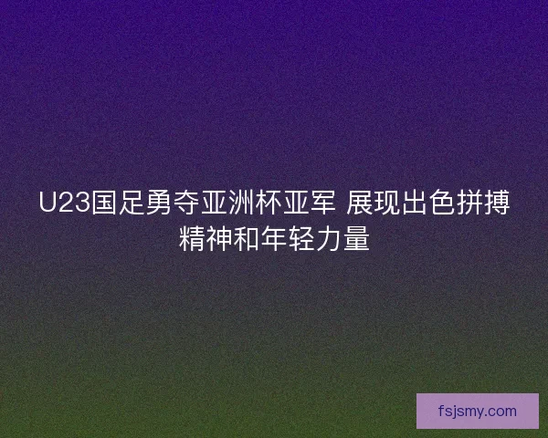 U23国足勇夺亚洲杯亚军 展现出色拼搏精神和年轻力量